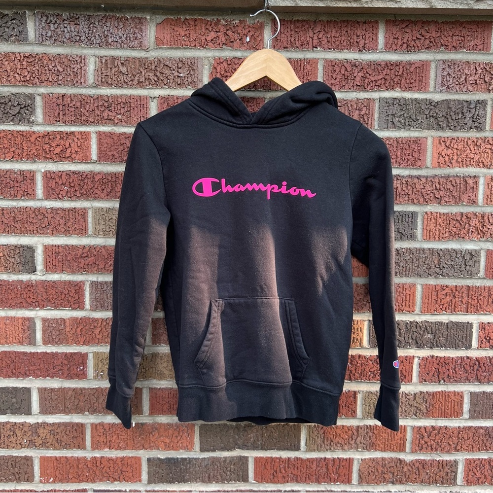 Champion Pink and Black Girl’s Pullover Hoodie Sweatshirt